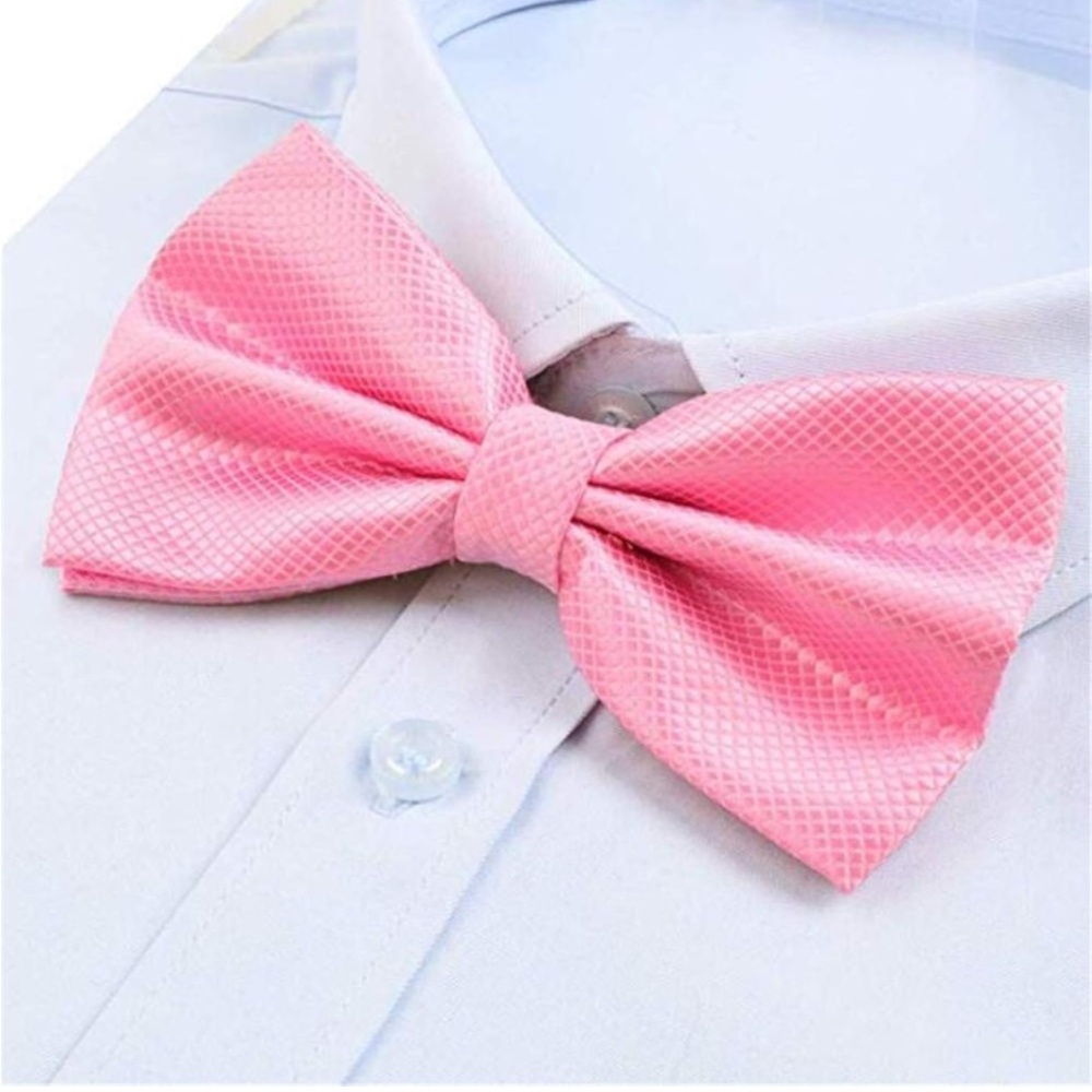🌻4/$20 Mens Formal Banded Pink Bow Tie Pre-tied Adjustable One Size New Package
